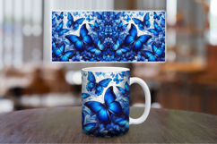 Mug Wrap Sublimation - blue floral butterfly Product Image 1