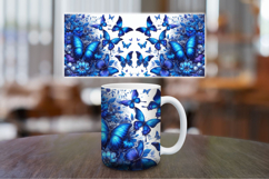 Mug Wrap Sublimation - blue floral butterfly Product Image 1