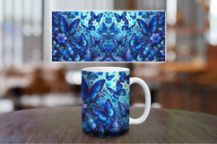 Mug Wrap Sublimation - blue floral butterfly Product Image 1