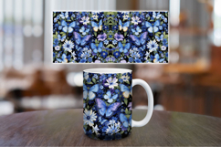 Mug Wrap Sublimation - blue floral butterfly Product Image 1