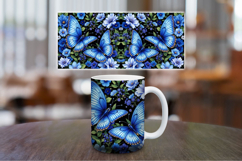 Mug Wrap Sublimation - blue floral butterfly Product Image 1