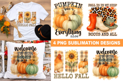 Fall Pumpkin PNG Sublimation Designs | 4 Designs Product Image 1