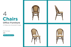 Elegant bistro chairs with woven seats Set of 4 Product Image 1