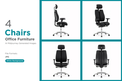 Adjustable office chairs with headrest &amp; lumbar support Set Product Image 1