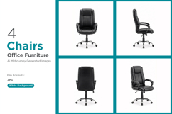 Black leather office chairs offers stylish Design Set of 4 Product Image 1