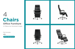 Modern black leather executive office chairs Set of 4 Product Image 1