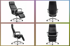 Modern black leather executive office chairs Set of 4 Product Image 2