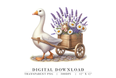 Goose Pulling Flower Cart PNG Product Image 1