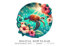 Tropical Sea Turtle Circle PNG Product Image 1