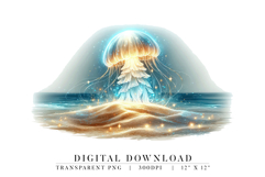 Glowing Jellyfish Ocean PNG Product Image 1