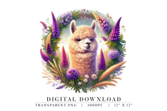 Floral Llama Wreath PNG Product Image 1