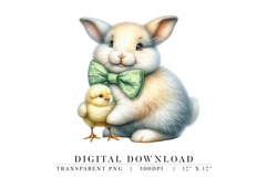 Cute Bunny with Chick Clipart PNG Product Image 1
