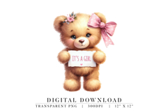 It’s A Girl Teddy PNG Product Image 1