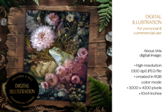 Frog Amongst Rococo Flowers Illustration Product Image 1