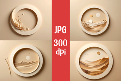 4 Single perfect circle cut from paper on beige background. Product Image 1