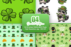 St. Patrick's Day Seamless Patterns - Leprechaun &amp; Clovers Product Image 1