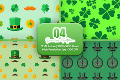 St. Patrick's Day Seamless Patterns - Leprechaun &amp; Clovers Product Image 1