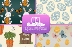 Cute Easter Bunny Carrot Seamless Pattern Product Image 1