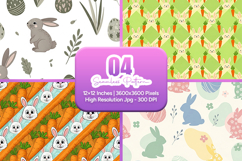 Easter Bunny Carrot Seamless Pattern Product Image 1