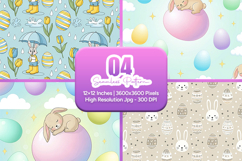 Cute Easter Bunny Eggs Seamless Pattern Product Image 1