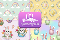 Pastel Easter Bunny Eggs Seamless Product Image 1
