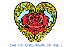 Roses Border Heart Wreath Flower Graphic Clipart PNG Product Image 1