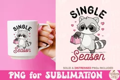Single Season PNG, Funny Raccoon Valentine's Day Product Image 2