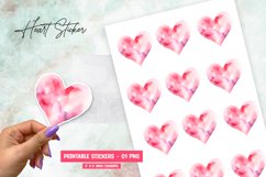 Watercolor pink heart sticker, valentine day sticker png Product Image 1