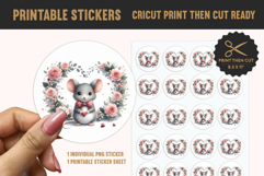 Mouse Floral Heart Printable Sticker PNG - Love Art Product Image 1