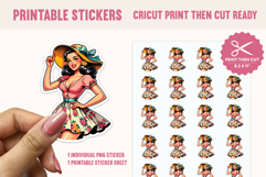 Retro Pin-Up Girl Printable Sticker PNG, 5-Inch PNG Sticker Product Image 1
