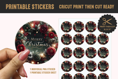 Merry Christmas Printable Sticker PNG - Print Then Cut Product Image 1