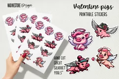 Valentine pigs printable stickers. JPG, PNG. Product Image 1