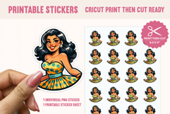 Retro Girl Sticker PNG, Print Then Cut Sticker Product Image 1