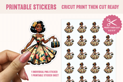 Retro Girl Sticker PNG, Print Then Cut Sticker Product Image 1