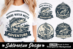 Where Water Meets Adventure Fishing Nautical Vintage PNG Product Image 1