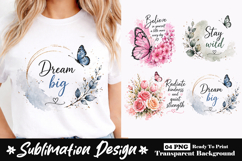 Watercolor butterfly with positive quotes sublimation design Product Image 1