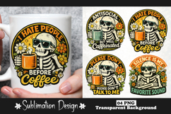 Funny Anti Social Coffee Design, Sarcastic Mug Sublimation Product Image 1