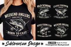 Weekend Anglers Society Born To Cast Fishing Vintage Design Product Image 1