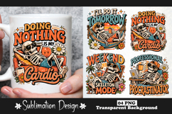Doing Nothing Is My Cardio Skeleton PNG, Funny Lazy Humor Product Image 1