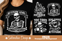 Attitude Level Unbothered Skeleton Vintage Grunge PNG Product Image 1