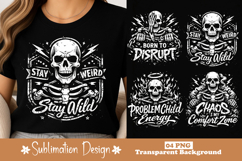 Stay Weird Stay Wild Skeleton Skull Graphic T-Shirt Design Product Image 1