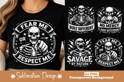 Fear Me Or Respect Me Skull Pointing Skeleton Design Product Image 1