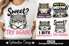 Sweet? Try Again Cat Sublimation PNG Design Product Image 1