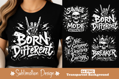 Born Different Skull Hand Rock Style Grunge Sublimation PNG Product Image 1