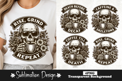 Skull Coffee Quotes Vintage Gothic Coffee Lover Sublimation Product Image 1