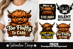 Too Fluffy To Care Cow Sublimation PNG File Product Image 1
