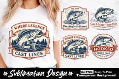Where Legends Cast Lines Vintage Fishing Badge Sublimation Product Image 1