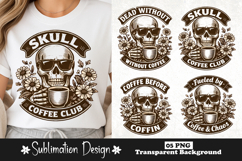 Skull Coffee Club Vintage Gothic Coffee Lover Sublimation Product Image 1