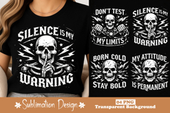 Silence Is My Warning Skull Skeleton Graphic T-Shirt Design Product Image 1