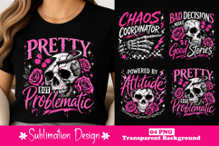 Pretty But Problematic Skull Butterfly Roses Gothic Pink PNG Product Image 1